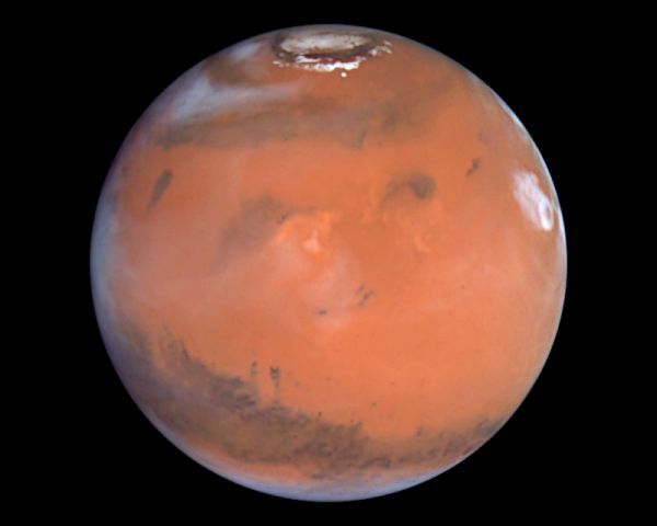 planeta Marte, vazuta din spatiu aproximativ la longitudinea 180 est