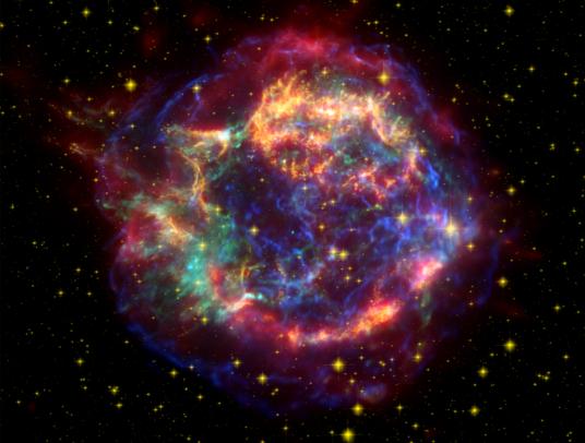 nebuloasa supernovei Cassiopeia A ra 23 23 24 dec +58 48 54 constelaюia Cassiopeia 11K ani luminг distanюг