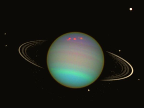 planeta Uranus, inele i luni, gustar 7511 (august 2003)