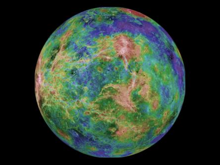 planeta Venus, vazuta din spatiu deasupra ecuatorului la longitudinea 270 est